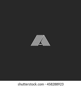 Logo A letter monogram, hipster black and white template business card emblem first symbol alphabet