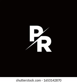 Logo Letter Monogram Slash with Modern logo designs template on Black Color and White background