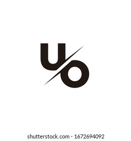 Logo Letter Monogram Slash with Modern logo designs template on Black Color and White background, letter u, letter o, letters uo ou