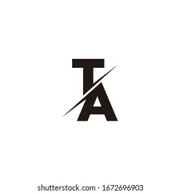 Logo Letter Monogram Slash with Modern logo designs template on Black Color and White background, letter t, letter a, letters ta at