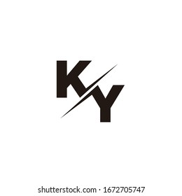 Logo Letter Monogram Slash with Modern logo designs template on Black Color and White background letter k, letter y, letters ky yk