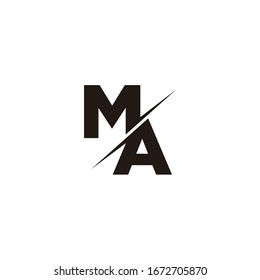 Logo Letter Monogram Slash with Modern logo designs template on Black Color and White background letters ma, am, letter m, letter a