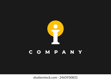 logo letter i moon light