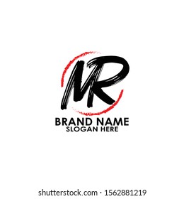 logo letter mr brush design vector