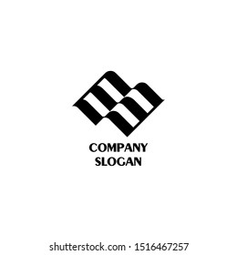 logo letter mw shaped flag