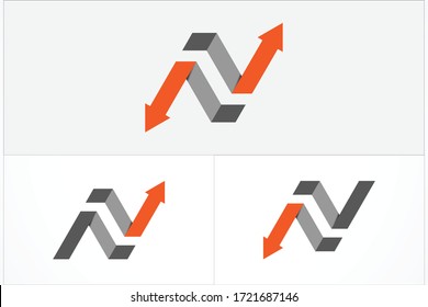 logo letter n arrow up and down templatelogo vector