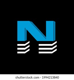 The logo is the letter N. The bottom is made of 3 horizontal lines.