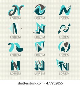 Logo letter n. Element and abstract web Icon vector symbol set. Unusual sign icon and sticker set. Graphic design easy editable for Your design.