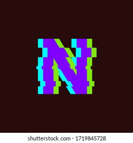 Logo letter N in Glitch Style, Modern logo