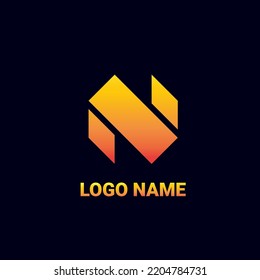logo letter n gradient color hexagon shape vector template