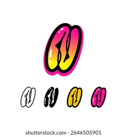 Logo letter N, graffiti alphabet font, set of four different art symbol for your brand name design, vector illustration 10 EPS