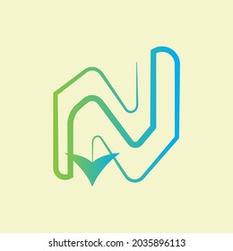 Logo letter N green blue