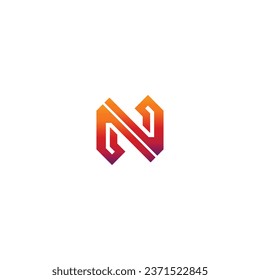 Logo of letter N with hexagon design, N simple modern initial vector logo template