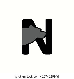 logo letter n with icon bear vector design