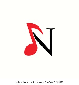 logo letter n with icon not music vector design
