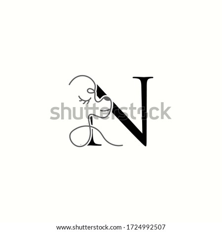 logo letter n with icon prety dog line vector design