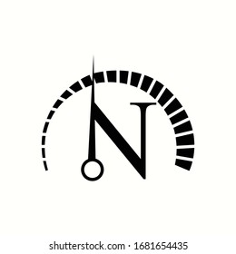 logo letter n with icon Speedometer vector design