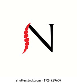 logo letter n with icon spine vector design