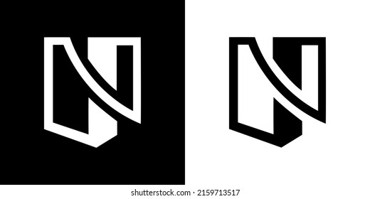 Logo letter N and isometric shield