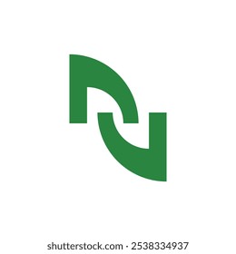 Logo letter N leaf green unique design with blank background