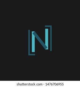 logo with the letter N, minimalist logotype, stamp and icon, circle, and ellipse