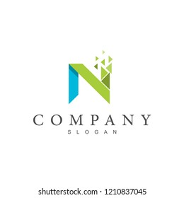 logo letter n, logo n and pixel + modern design
