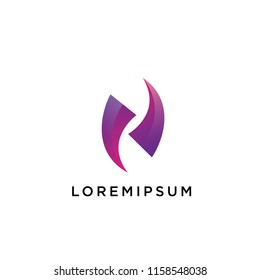 Logo letter N with purple and deep purple gradient color