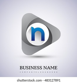 logo letter N rounded in the triangle shape, Vector design template elements for your application or company identity.