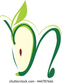 logo letter n with a slice of apple