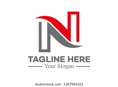 logo letter n swooshed flat