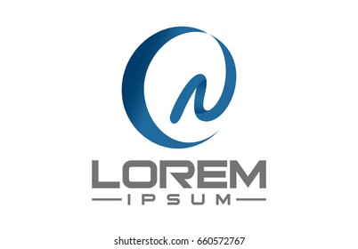 logo letter n swooshed ribbon