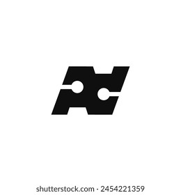 Logo letter N tech circuit board with blank background