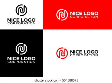 logo with the letter N, telecommunications logotype, stamp and icon, circle, and ellipse