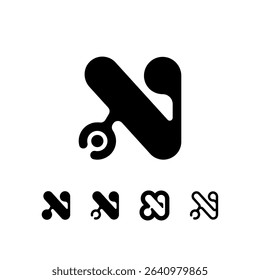 Logo Letter N, trendy modern alphabet font, set of five different letter n for your brand name design, vector illustration 10 EPS