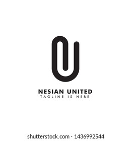 Logo Letter N + U Clips Symbol, Logo Design Concept N + U & Icon Clips Book.