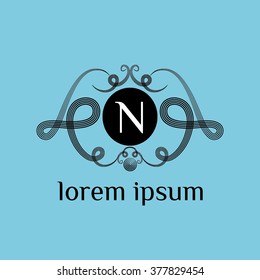 Logo letter N vector  template (sign, symbol, emblem, ornament, icon. Monogram design template.