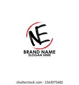 logo letter ne brush vector design