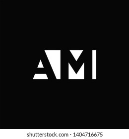 AM Logo Letter with Negative space and Black background
