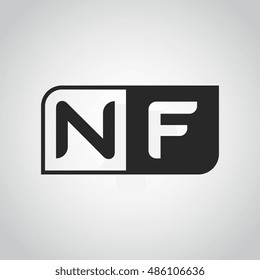Logo letter NF with two different sides. Negative or black and white vector template design