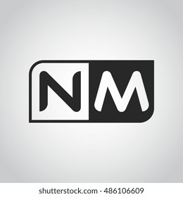 Logo letter NM with two different sides. Negative or black and white vector template design