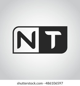Logo letter NT with two different sides. Negative or black and white vector template design
