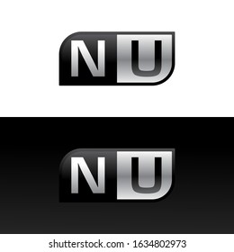 Logo letter NU with two different sides. Negative or black and white vector template design vector