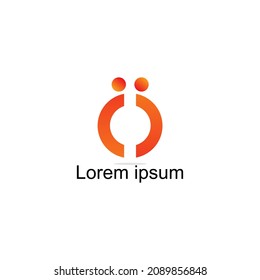 Logo Letter O With Elements of a colon above, conceptualized from the letters i and j. Vector People Logo Template Design