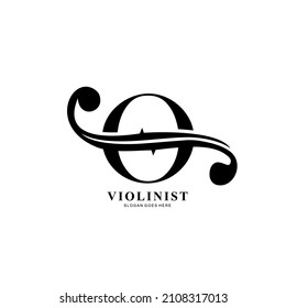 logo letter O and F-holes. violinist logo initials O. letter O logo violin character. letter O with violin hole