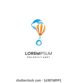 Logo letter O a hot air balloon, Modern, simple and elegant icon, template design vector.