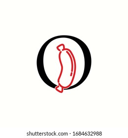 logo letter o with icon sausage  vector design