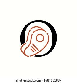 logo letter o with icon steak beef vector design