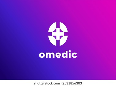 Logo letter O with symbol medical plus, Creative template for hospital and healthcare.