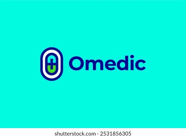 Logo letter O with symbol medical plus, Creative template for hospital and healthcare.