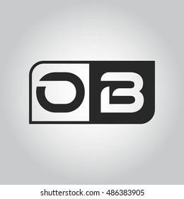 Logo letter OB with two different sides. Negative or black and white vector template design